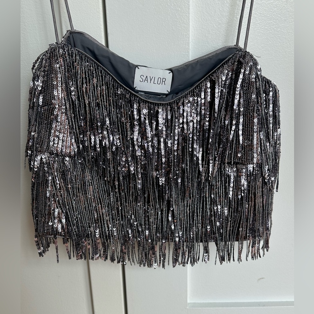 Saylor fringe sequin crop top - Picture 2 of 6